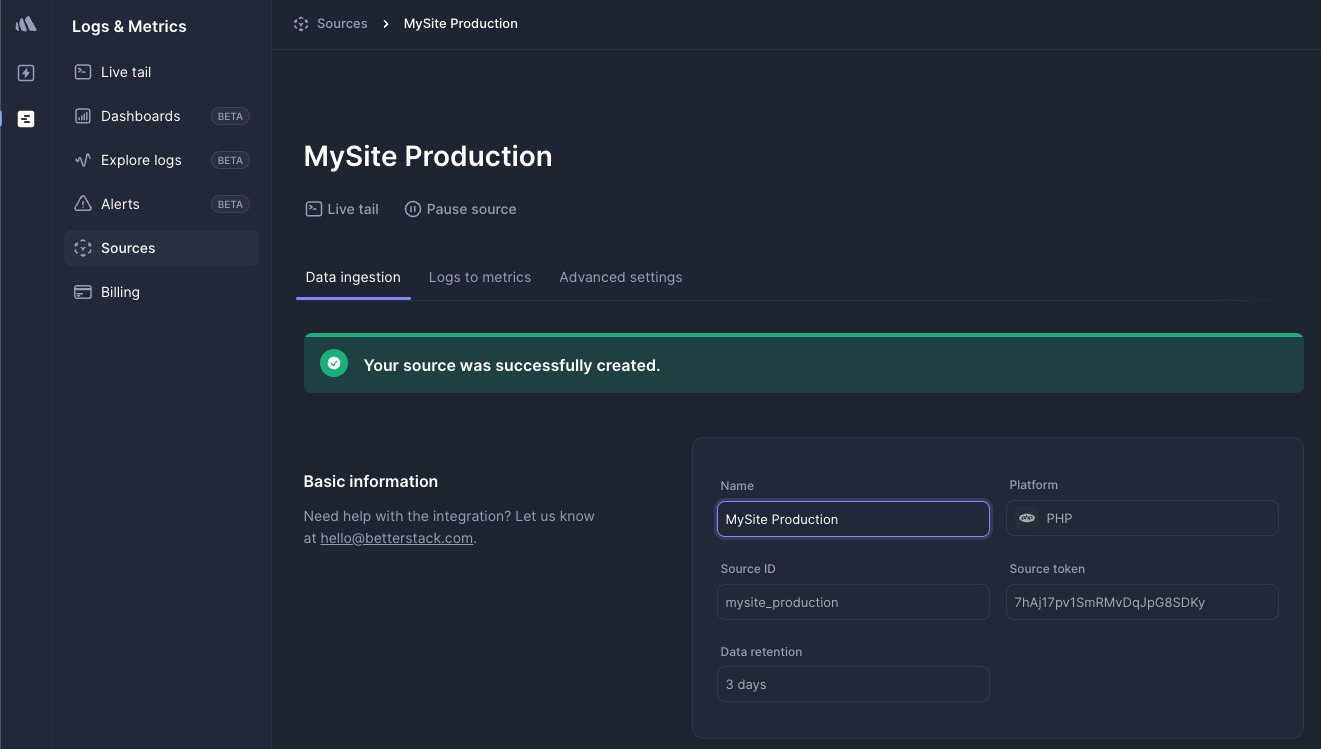 Better Stack Token